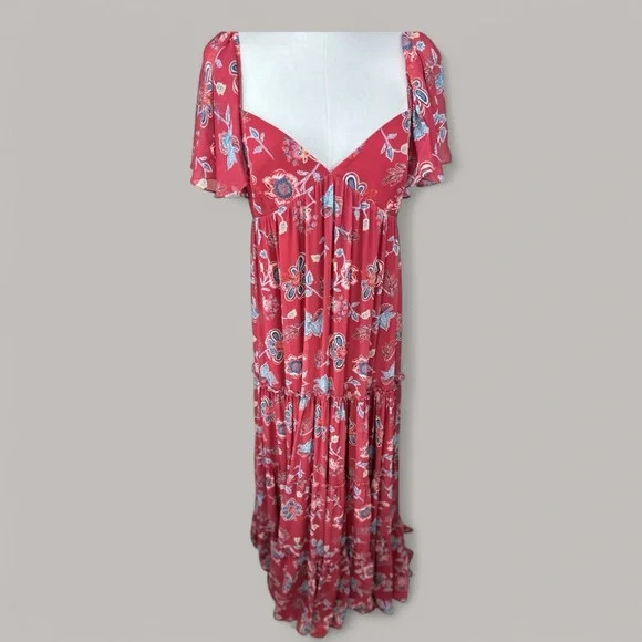 Sachin + Babi The‎ Kara Red floral Ruched Tiered Maxi Dress - Picture 3 of 14
